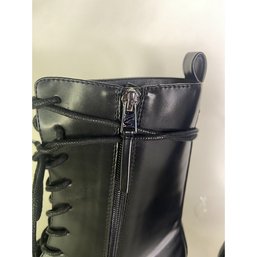 Circus NY by Sam Edelman Slater Black Faux Leather Combat Lace Up Boots Size 8 - Picture 5 of 16